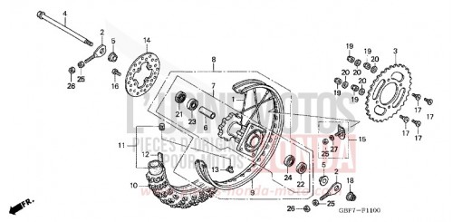 ROUE ARRIERE CR85RB6 de 2006